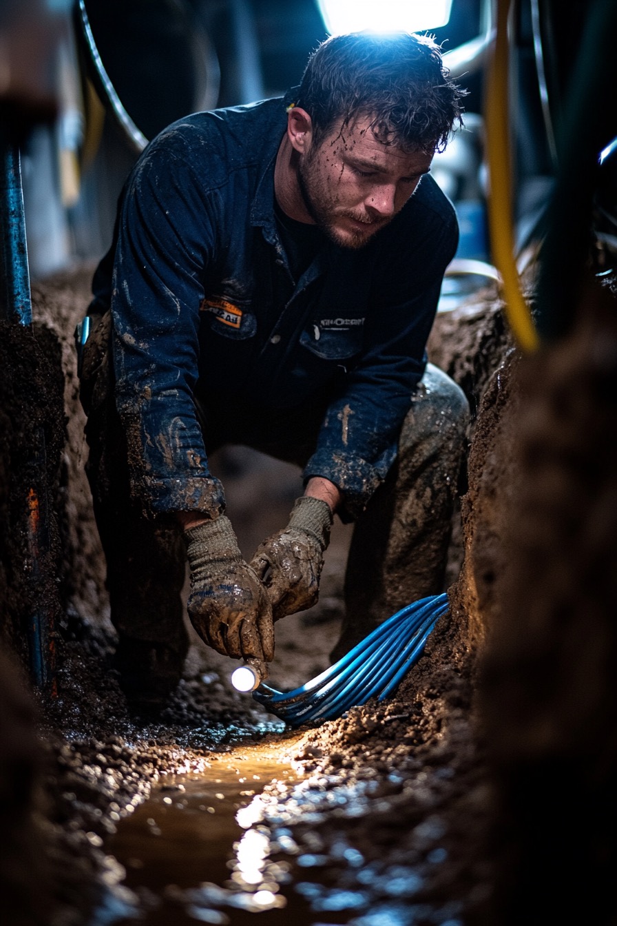Plumber handling emergency call